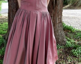 VINTAGE ROSE DRESS 1950's Fred Perlberg Pleated Size Small