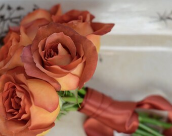 2 yards of burnt rusty red copper satin ribbon