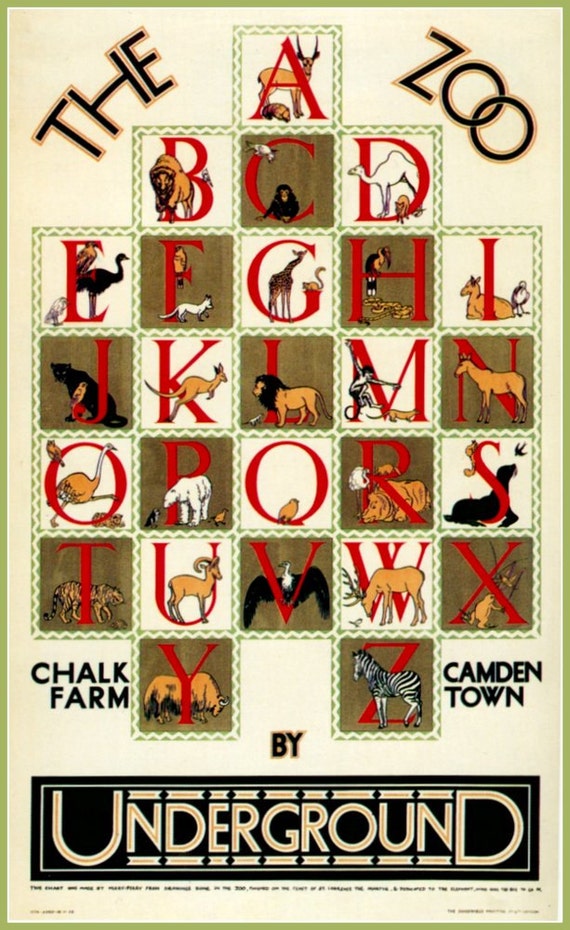 London Underground Zoo 1928 Poster Print