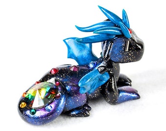 Build your own custom made to order rainbow dragon guardian - polymer clay dragon figurine - cute dragon - fantasy sculpture - geeky gift