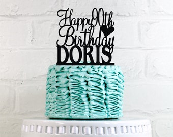 Happy 90th Birthday Cake Topper Personalized with Name and Age