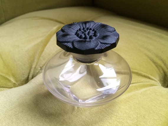 Antique Black Glass Perfume Bottle Le Narcisse Noir Etched