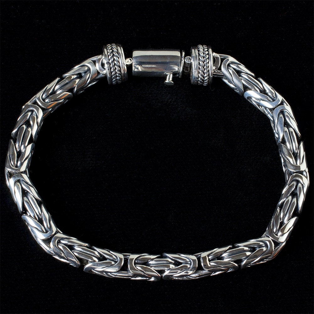 Men's Sterling Silver Bracelet: Hidden Clasp by BluemoonstoneJewel