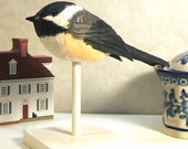 Handmade Chickadee Unique Gift Folk Art Bird Sculpture Wood Carving Handmade Chickadee Unique Gift Folk Art Bird Sculpture Wood Carving