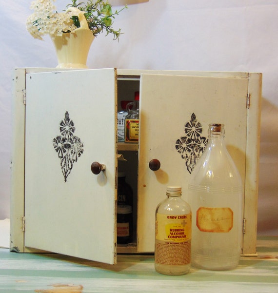 Vintage Metal Medicine White Apothecary Wall