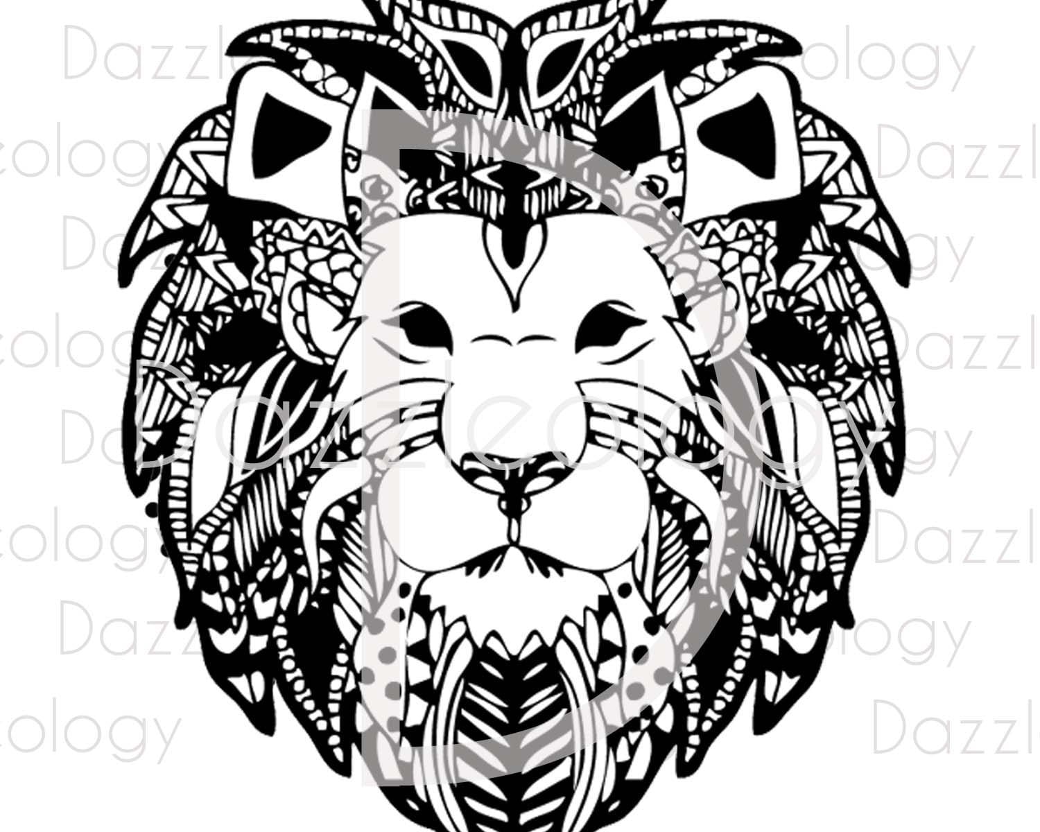 Download Intricate Lion SVG File DFX File Zendoodle Mandela Circle