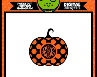 Halloween SVG Pumpkin Monogram SVG Polka Dot SVG Commercial Free Cricut Files Silhouette Files Digital Cut Files svg cut files
