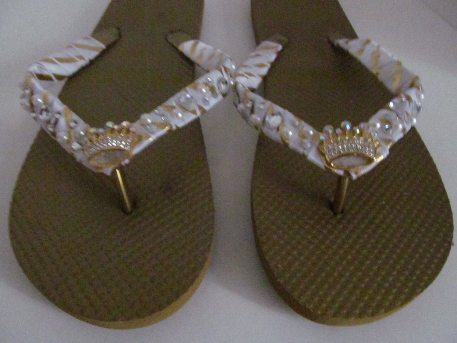 Gold Rhinestone Sandals bridal flip flops wedding flip