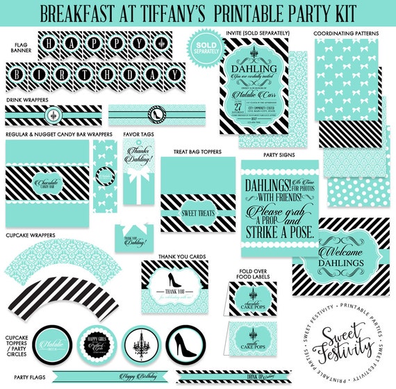 Breakfast at Tiffany's Tiffany Printable Party by SweetFestivity