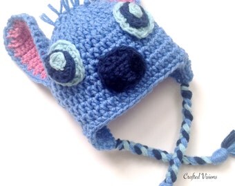 PATTERN** Crochet Stitch hat, All Sizes, Newborn to Adult, Lilo and Stitch, Stitch Hat, Crochet Hat Pattern