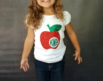 Apple Monogram Shirt, Back To School Shirt, Back To School Monogram, First Day of School Shirt, Monogram Apple Shirt, School Shirt