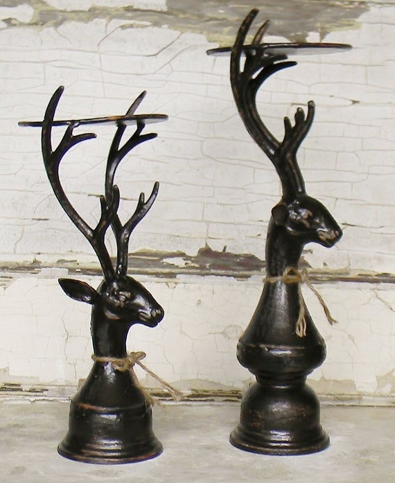 Deer Candle Holders Antler Candle by ColorfulCastAndCrew on Etsy