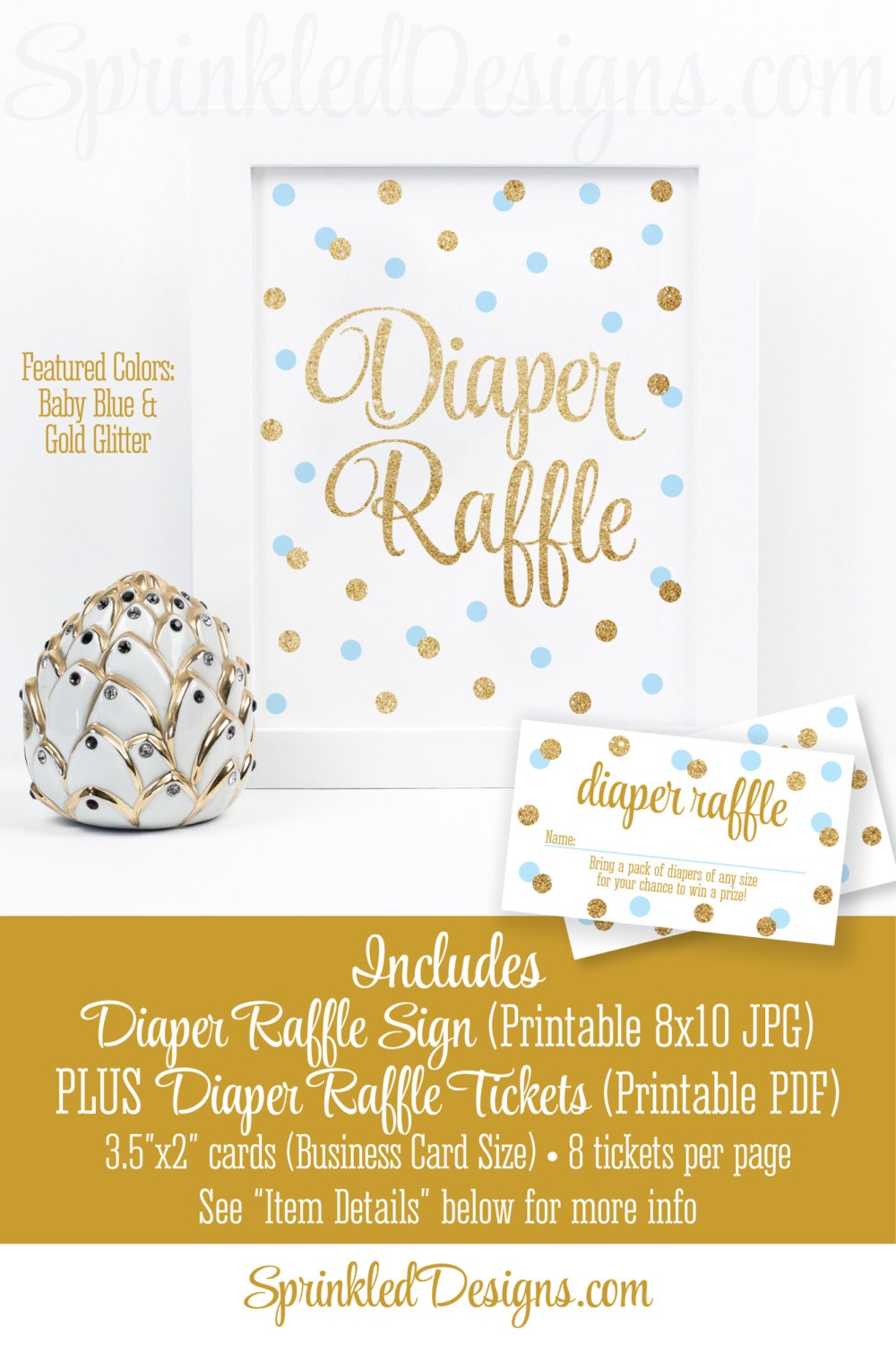 printable diaper raffle tickets sign for girl baby shower