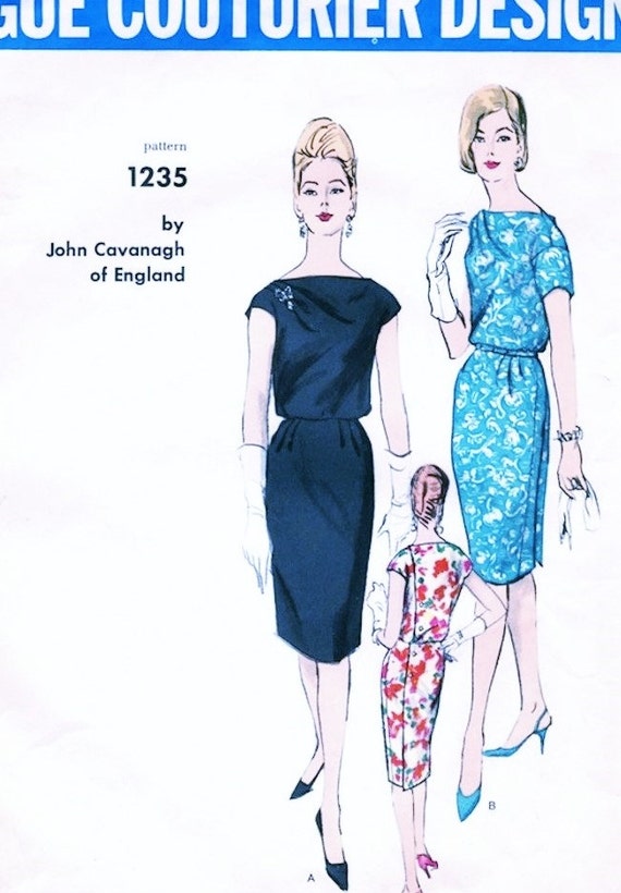 dress patterns cocktail vogue 60s 1235 Dress Vogue Design CAVANAGH Cocktail Couturier Slim Pattern