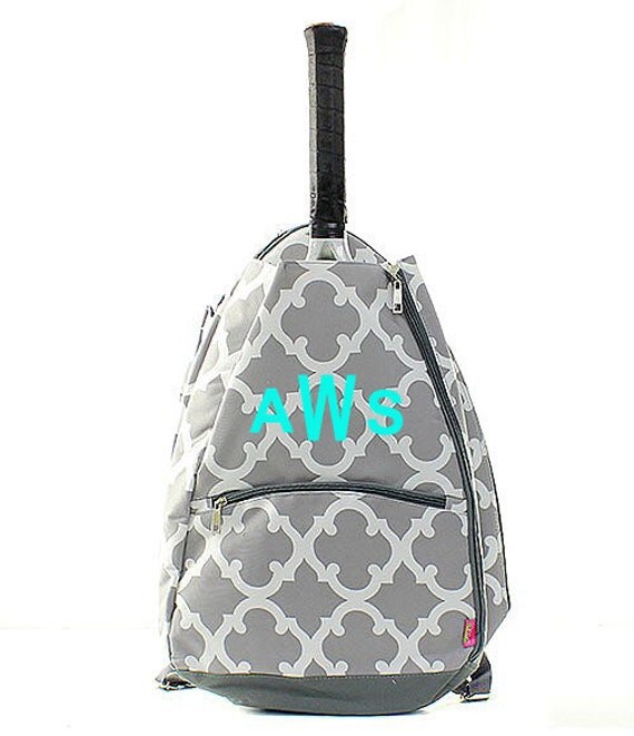 Monogram Tennis RACKET bag/personalized Gray by sewsassybootique