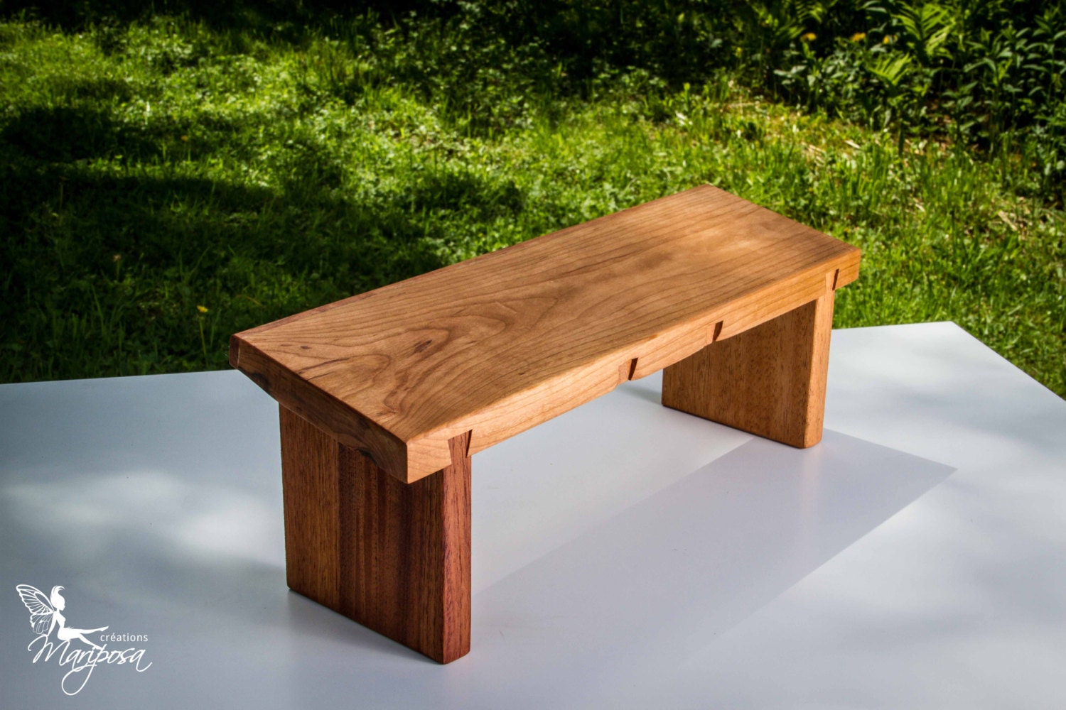 Meditation wooden Bench dismountable with Cherry and Mahogany