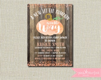 Pumpkin Baby Shower Invitation, Fall Baby Shower, Confetti Baby Shower Invitation, Baby Shower, Shabby Chic, Rustic, Pumpkin, Digital
