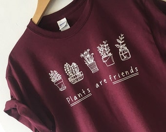 Plants are Friends Shirt Tee T-shirt High Quality SCREEN PRINT Super Soft unisex Worldwide ship Vegan shirt Trees gardener tshirt