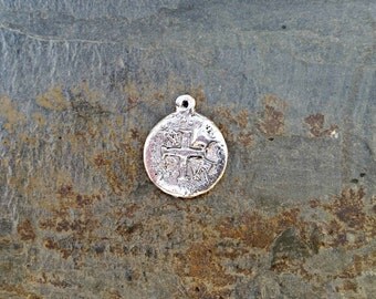Silver Ancient Cross Coin Pendant Hammered Bohemian Silver Pewter C137,ancient coin charm,coin pendant,silver coin pendant,pieces of eight