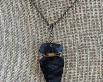 black obsidian crystal arrowhead