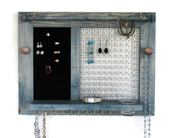 Ring Bearer All-in-One Jewelry Holder - Wooden Wall Hanging Jewelry Organizer