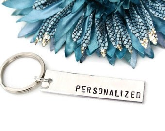 Personalized Keychain Custom Hand Stamped Keychain | Aluminum | Girlfriend Gift | Boyfriend Gift | Personalized Gift | Best Friend Gift