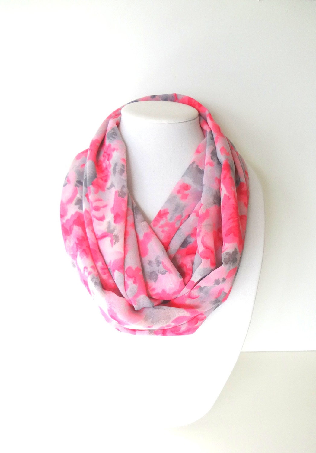 Infinity Floral Scarf Hot Pink Scarf Women's Scarves