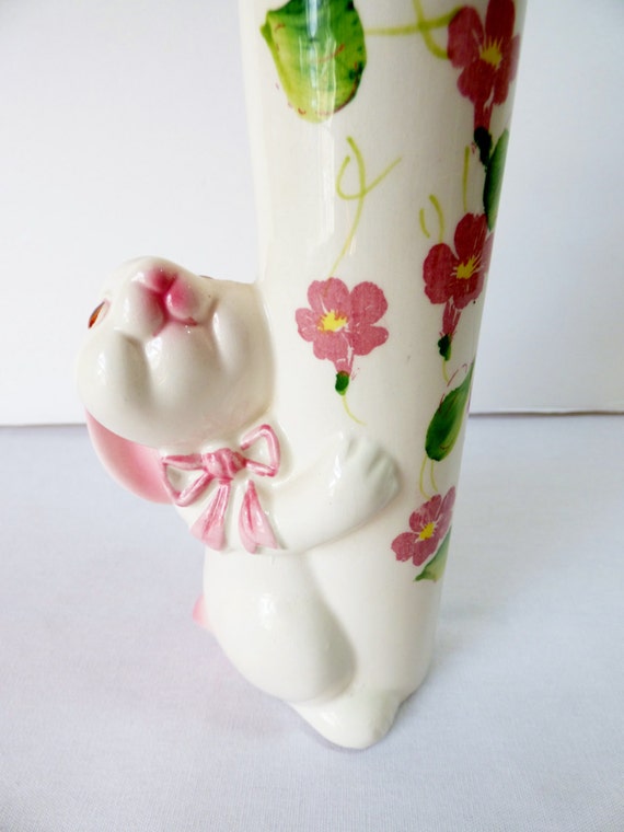 Items similar to Vintage Ceramic Rabbit Bud Vase/ 1980s FDTA Vintage