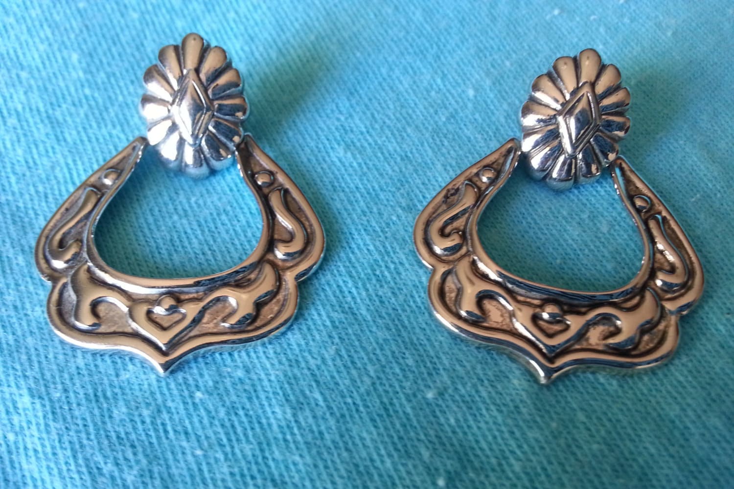 Silver Door Knocker Style Pierced Earrings by CoArtDesigns on Etsy