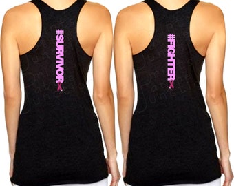 Breast Cancer Hashtag Survivor/Fighter Tank Top/Workout Tank Top, Breast Cancer Awareness Workout Tank, #Survivor, #Fighter Shirt