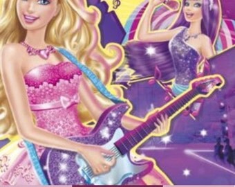 Princess and Popstar Barbie Birthday invitation ticket