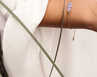 Amethyst Gemstone Bar Bracelet - Light or Dark Amethyst Bracelet - Amethyst Beaded Bar Bracelet - February Birthstone Bracelet
