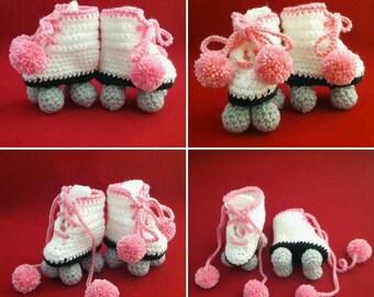 Handmade Crocheted Baby Retro Roller Skate Booties/Baby Shower Gift