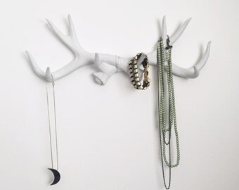 ANY COLOR or WHITE Antler Wall Mount // Rustic Wall Hook // Faux Deer Antler Wall Hook // Faux Taxidermy Wall Decor // Jewelry Holder