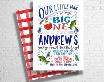 Fishing Birthday Invitation | The Big One Fishing Invite | It's O-Fish-al fishing invite | First Birthday Invitation | DIGITAL FILE ONLY