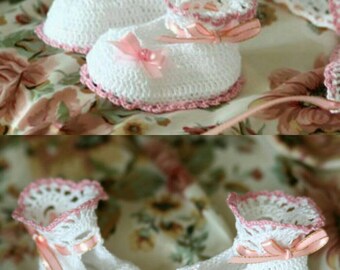 Crochet Baby booties Christening Pink booties for newborn Baby Shoes Baby crochet Booties Crochet Baby Gift for baby newborn gift for kids