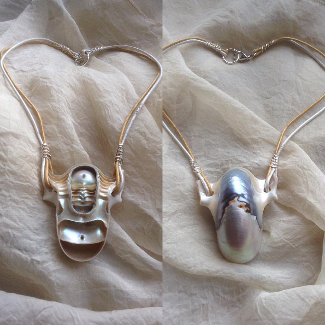 Nautilus Shell Pendant Necklace treasures of the sea carved