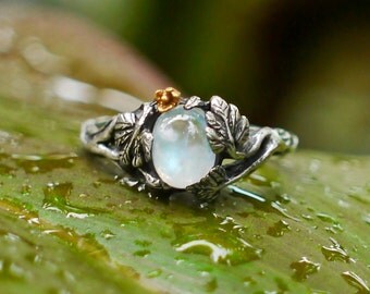Sterling Silver Rainbow Moonstone Ring "Daisy" MADE TO ORDER, moonstone engagement ring, flower ring
