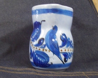 Vintage Bird Pottery Pitcher From Mexico.