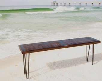 Wood and metal bench, Reclaimed wood bench, Industrial bench,Console,Entryway bench, Rustic bench, Barn wood, bench