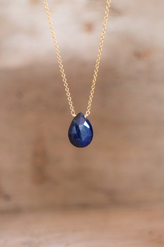 Blue Sapphire Necklace Sapphire Pendant Necklace by