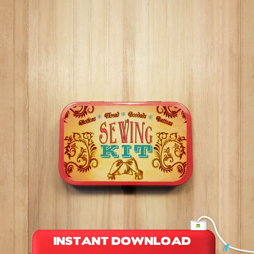 Printable Sewing Kit Label Instant Download that fits on a