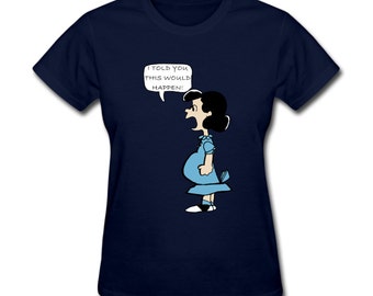 Womens T-shirt Lucy Pregnant Charlie Brown Peanuts Cartoon