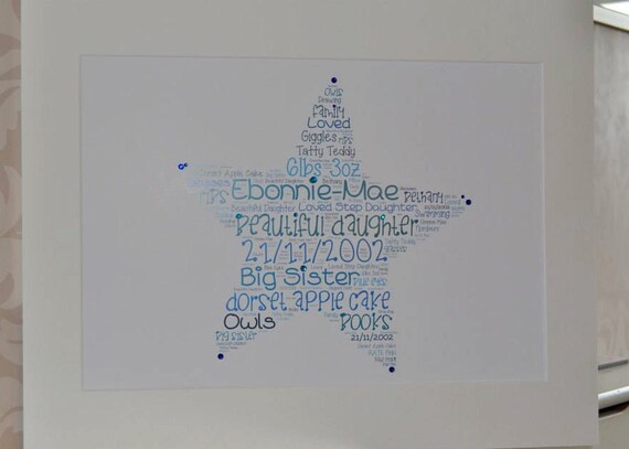 Personalised Star Shape Word Art Any Colour/s by DippydoodahGH