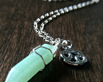 Crystal Necklace, Green Aventurine, Zodiac Jewelry, Crystal Pendant, Charm Necklaces, Hippie Jewelry, Boho Necklace Birthday Gift