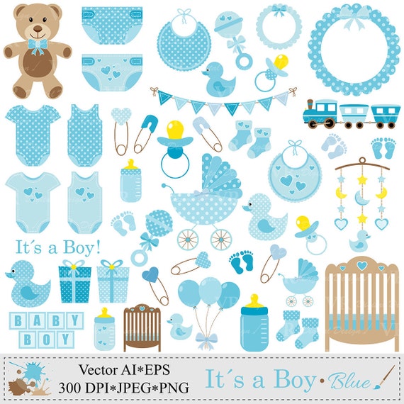 Baby Boy Clip Art Blue Baby Shower Clipart Nursery Clip Art