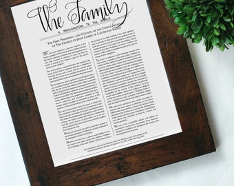 The Family Proclamation {Printable Art Print} Hand Lettered