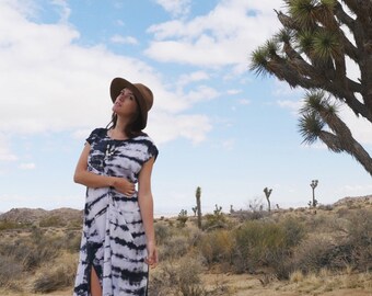 Hand Dyed Tank Dress in Moonstone, Black and White, Anna Joyce, Portland, OR