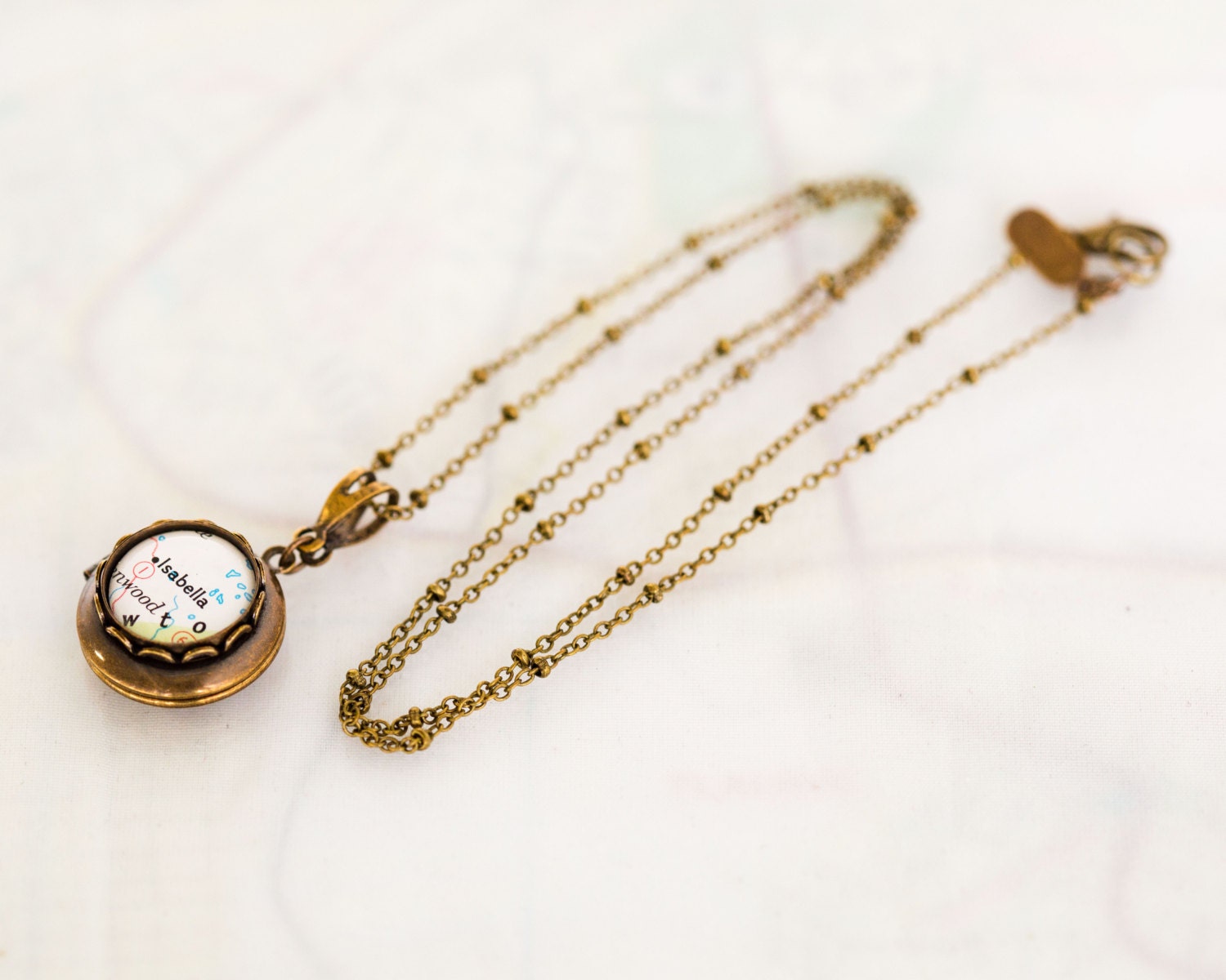 Custom Name Locket Necklace Vintage Map Locket Mom Locket