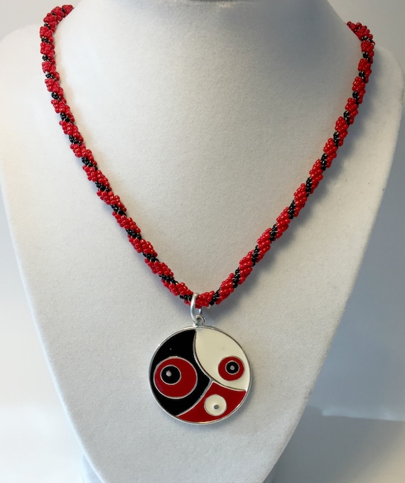 Hand Woven Beaded Necklace Statement by KatiesCustomJewelry